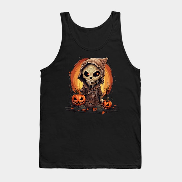 Eerie Halloween Ghoul, Spooky Season Delight Tank Top by Captain Peter Designs